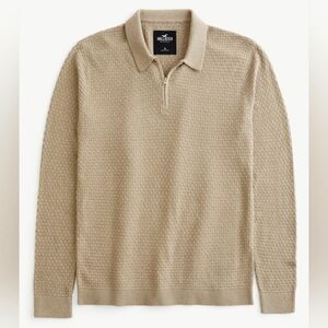 Hollister Men's Textured Long Sleeve Sweater Polo  NWT XXL